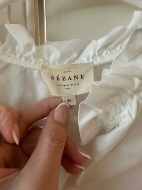 Sézane White Ruffled Blouse
